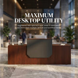 JFazzruit Large Reception Desk, 78.7" / 63" Wide Front Desk with Counter for Office Clothing Store Company Lobby Coffee Shop Long Receptionist Desk Modern Black (Walnut, 78.7''L x 23.6''W x 28.5''H)