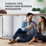Tylza Beverage Refrigerator 15 Inch Wide, Mini Fridge Stainless Steel Under Counter Beverage Cooler, 130 Cans Beer Fridge