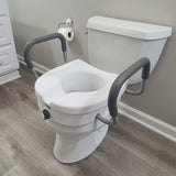 Raised Toilet Seat With Handles, 5" Toilet Seat Riser with Arms, Handicap Raised Toilet Seat Carex