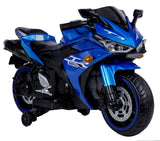 Electric Ride-On Motorcycle for Kids with 12V Motor, Training Wheels, Manual Throttle, Light Up Wheels, Music Player & Headlights - Ages 3-6 (Blue + Plastic + 50-99 pounds)