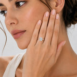 MSBLUE® 2 CT Size 6 Emerald Cut Moissanite Engagement Ring with Hidden Halo