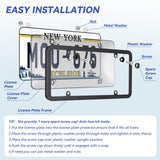 License Plate Protector 2PCS, Clear License Plate Cover & Frames, Rust-Proof Auto Car License Plate Covers and Frames Holder with Screws & Caps, Universal Tag Cover for License Plate (Black)