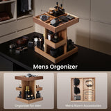 EXIN DECHEN Cologne Organizer for Men,Cologne Stand,3 Tier Wooden Perfume Shelf with Rotate,Desk Organizer,Gift for Dad From Wife,Husband Boyfriend Birthday Gift Ideas,Gifts for Men