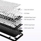 XVX L75 Air Low Profile Mechanical Keyboard Wireless w/Pro V2 Push‑Pull Fast‑Locking Aviator Coiled USB‑C Cable-White