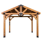 Backyard Discovery Arlington 12' x 12' Cedar Wood Outdoor Gazebo Pavilion with Hardtop Galvanized Steel Peak Roof