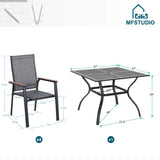 MFSTUDIO 5 Piece Patio Dining Set, Metal Table & Aluminum Chairs, Grey