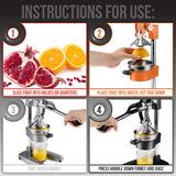 Eurolux Ultra-Premium Cast Iron Juicer | Extra-Large, Heavy Duty, Commercial Grade, Stainless Steel Manual Hand Press Citrus Squeezer For Fresh Orange Juice, Pomegranate, Lemon, and Much More (Red)