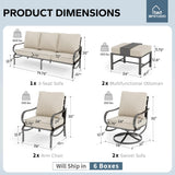 MFSTUDIO 7 Piece Metal Patio Furniture Set with Beige Cushion