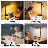 Omorepa 4 Light Bar Design Goose-Neck Desk Lamp with Base,24W Bright Led Tall Overhead Desk Light for Home Office,Eye Care Reading Table Light for Desktop Working,Drafting,Reading