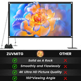 120inch Outdoor Projector Screen with Stand: 16:9 4K HD Portable Projector Screen Outdoor Indoor - Front/Rear Movie Screen with Carry Bag, Sandbag - Projection Screen for Backyard, Camping, Theater