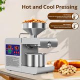 Oil Press Machine, Home Commercial Automatic Oil Press Extractor, Steel Stainless Electric Cold & Hot Press Oil Expeller with LCD Diplay for Peanut Sesame Coconut Soybean Sunflower Seeds Walnuts Rkazes