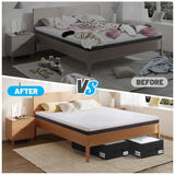 Under Bed Storage with Wheels, 2-Pack 10" Height XXL 75L Rolling Storage Bins, Quick Assembly Underbed Shoe Storage Containers with Clear Lid & Label, Dorm Under Bed Drawers for Clothes, Shoes, Black