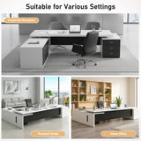 L Shaped Office Desk,1″Thick Tabletop,Large Office Desk with Storage Cabinet,Modern Computer Desk for Home Office