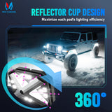 MICTUNING C4+ RGBW Rock Lights, 16 Pods 360° Ultra Bright Pure Color Underglow Neon Lights, Bluetooth APP Control & Music Mode, IP68 Waterproof, for Trucks Cars ATV UTV Golf Cart (2 Year Warranty)