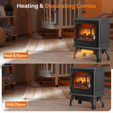 ROVSUN Electric Fireplace Stove, 20''H Freestanding Electric Space Heater with Temperature Adjustable, Realistic Flame Effect & Overheat Protectio for Indoor Bedroom Dorm Office Use, 1400W