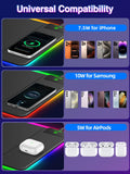XL RGB LED Gaming Mouse Pad with 15W Magnetic Wireless Charging