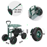Garden Cart with Seat on Wheels Rolling Gardening Stool with Wheels Heavy Duty for Planting with 360 Degree Swivel