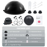 ZELUS Balance Ball Trainer with Resistance Bands & Foot Pump, Inflatable Yoga Ball for Home Gym Workouts, 23 Inch Exercise Half Ball for Balance Training Core Strength Fitness, 330lb Cap (Black)