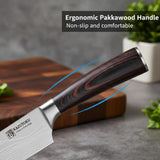 Kazutoku 4 Piece Kitchen Knife Set, High Carbon Stainless Steel Professional Chef Knife Set with Ultra Sharp Blade, Sharp Knives Set with Ergonomic Pakkawood Handle