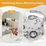 Acrylic Bracelet Holder, Necklace Holder Display Stand, 2 Tier T-Bar Jewelry Organizer, Stainless Rod Tangle-free Countertop Jewelry Rack