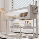 QIUHTR Over The Sink Drying Rack Kitchen with Cutlery Holder,Stainless Steel Space-Saving Dish Rack,Multi-Functional Dish Racks Kitchen,for Dishes,Plates