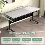 Conference Room Table,White Training Table with Modesty Panel,4pcs 47.2in