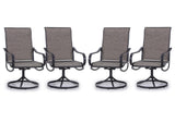 PHI VILLA Swivel Patio Dining Chairs Set of 4, Textilene Mesh Fabric, Brown