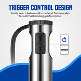 TEGH Immersion Blender Handheld, 8-Speed 4-in-1 Stainless Steel Hand Blender Stick | Electric Hand Mixer & Food Processor