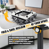 Folding Conference Table, Modular Conference Tables with Silent Wheels and 2 Cable