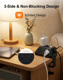 VOGVAMSIN Desk Clamp Power Strip, 6 AC, 2 USB-C & 2 USB-A, 1440J, 10FT Cord