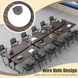 Folding Conference Room Table with Wheels,Modular Conference Tables Seminar Table with Grommet,Stability Enhancement,Fold Up Rolling Conference Table for Office (6, Black Gold Walnut, 55.2IN/140CM)