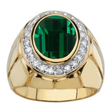Oseew 3ct Created Emerald Ring for Men ovel Emerald Gemstone Engagement Ring Promise Ring for Him Men’s Fine for Him Husband Anniversary