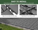 Mapleyard 144 PCS Plastic Interlocking Deck Patio Tiles - 12" x 12" Anti-Slip Waterproof Outdoor Flooring, Balcony Floor Decking for Poolside & Backyard, All Weather Use, Grey, Stone