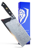 Dalstrong Meat Cleaver Knife - 7" - Shogun Series ELITE - Razor Sharp - Japanese Super Steel - Damascus Knife - Hammered Finish - Heavy Duty Gift Cooking Knife - w/Sheath
