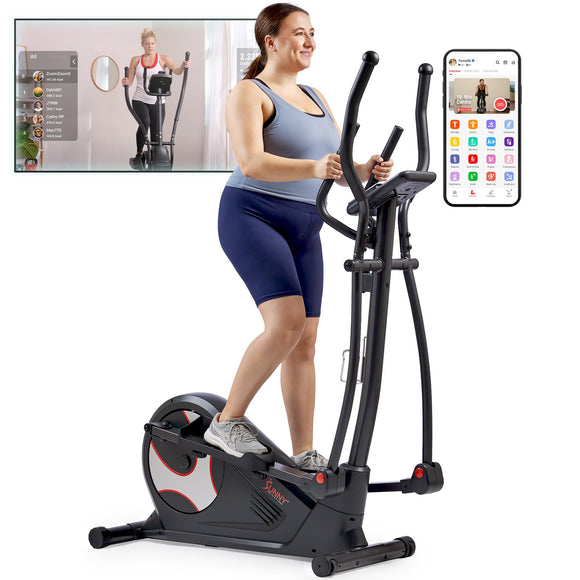 Sunny Health & Fitness Heavy-Duty Smart Elliptical Trainer, 300LB Load Equipment for Indoor Cardio Exercise, Adjustable Resistance for Full-Body Cross Training, Free SunnyFit App Bluetooth Connection Sunny Health & Fitness