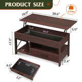 WLIVE Lift Top Coffee Table for Living Room/Dining/Office, Espresso