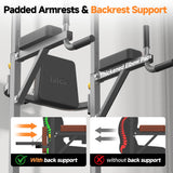 Power Tower Pull Up Station, Dip Station with Stable H-Shaped Base, Adjustable Height for Pull-Ups, Dips, Knee Raises & Calisthenics Training
