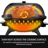 Electric Grill, Techwood Indoor/Outdoor Electric Barbecue Grill, 1600W Portable Removable Tabletop Grill with Adjustable Heat, Double Layer Design for Party, Patio & Backyard (Black)