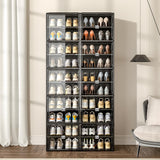 Vipbox Shoe Rack Organizer Cabinet for Closet Entryway,Clear Shoe Storage Boxes Stackable Sneaker Storage with Door Easy Assembly Black Shoe Cabinet with Lids Large 10 Tiers 40 Pairs