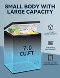 7.0 Cu Ft Chest Freezer - Energy Saving Quiet Top Open Door Mini Freezer Adjustable 6 Thermostat - Compact Small Deep Freezer w/Removable Basket and Defrost Water Drain for Home/Apartment/Garage
