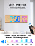 2026 Upgrade 18.5" Large Digital Wall Clock with Remote Control, Big LED Display Digital Clocks with Night Light, Alarm, DST, Temp for Parlor, Office, Classroom, Bedroom,Gifts for Seniors(Light Wood)