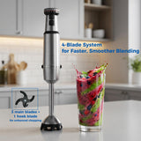 TALIA Immersion Blender Handheld Corded Hand Blenders with Gift Box, 1200W Powerful Stainless Steel Stick Emulsifier for Soup, Smoothies, Variable Speed, Speed Fine-Tuning Knob with Blue Light Ring