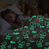 Wajade Pink Bow Glow in The Dark Love Blanket Birthday Gifts for Girls 1 2 3 4 5 6 7 8 9 10 11 12 Kids Blanket with Heart Christmas Girl Gifts Ideas Cute Bedroom Decor 60"×80"