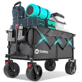 Sekey 220L Wagons Carts Foldable with Big All-Terrian Beach Wheels, Collapsible Heavy DutyWagon with Cup Holders, Grey