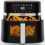 KINSING Air Fryer 6.5 QT,8 in 1 with Visible Window,LED display, 400℉ Precise Temperature Control, Shake Reminder&Pre-heat indicator,Metal inner cavity,Nonstick & Dishwasher Safe Basket