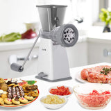 LHS Manual Meat Grinder with Stainless Steel Blades Heavy Duty Powerful Suction Base for Home Use Fast and Effortless for All Meats-Gray