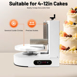 4-12in Cake Decorating Coating Machine, 60-320rpm Low Noise pastries Frosting Equipment Birthday Cake Cream Machine Automatic Cake Cream Machine with LCD Display for Cake Dessert Shop (White)