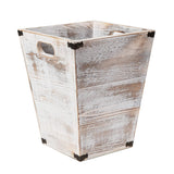 VERGOODR Farmhouse Style Wooden Square Trash Can with Cutout Handles Decorative Metal Wastebaskets for Bedroom,Living Room, Bathroom & Office,Waste Bin Trash bin