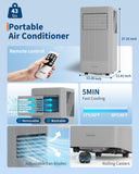Garvee 10000BTU Portable Air Conditioner,Up to 450 Sq.Ft. Remote Control Silent Portable AC Unit, Dehumidifier,Fan,Sleep Mode,24H Timer&Installation Kit,DOE Certified,Ceer 6.7 Grey
