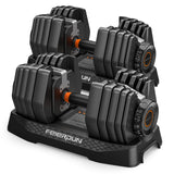 FEIERDUN DB1 QuickDial Adjustable Dumbbell Set, 15-in-1 5-52.5 Lbs Each with Storage Box & App, 1-Second Quick Change for Drop Set, Superset & HIIT Home Gym, Non-Slip Handles, 3-year Aftersale Service